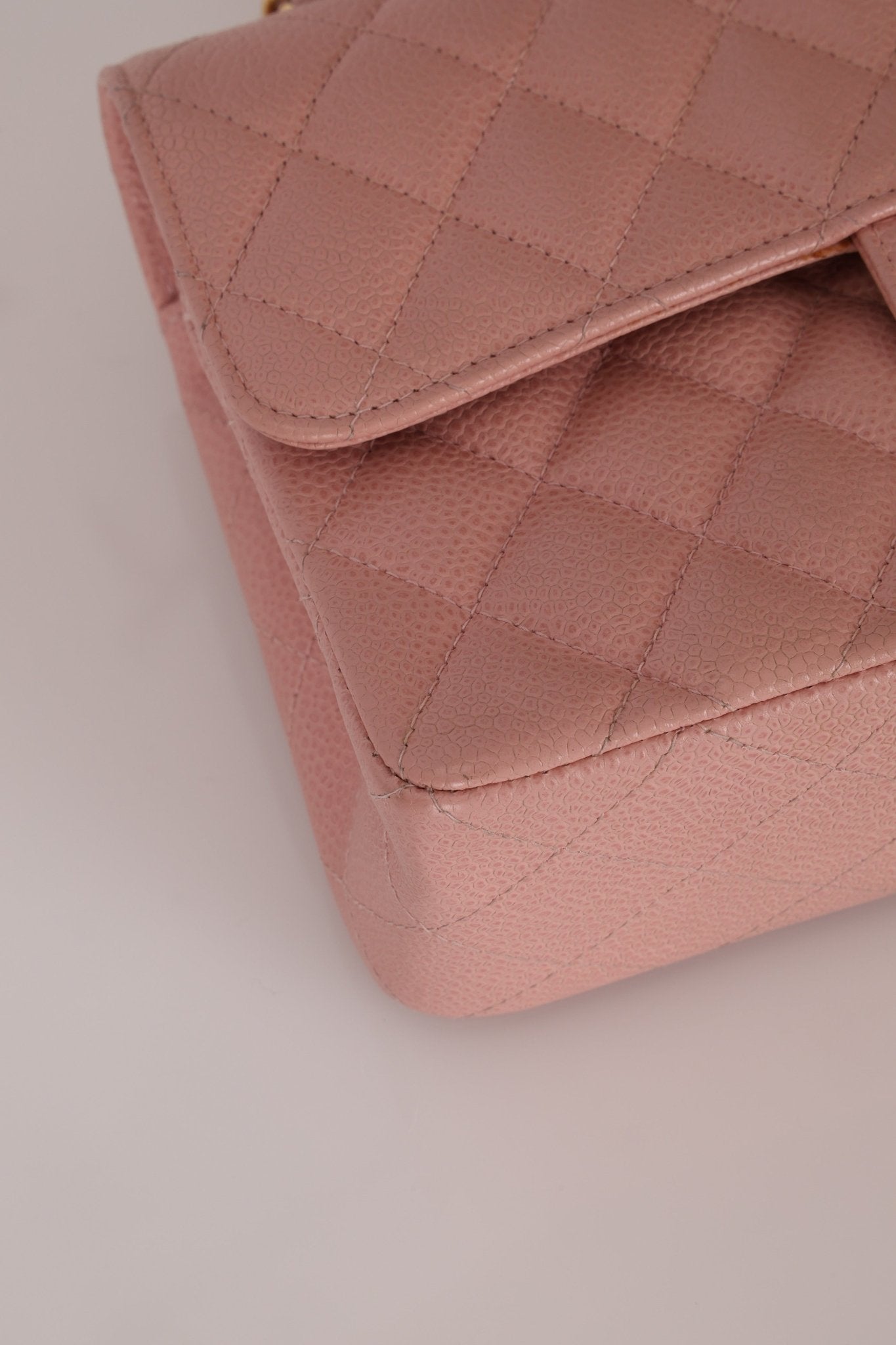 Ultra - Rare Chanel 2003 Caviar Rose Sakura Small Double Flap 24K GP - FashioNica