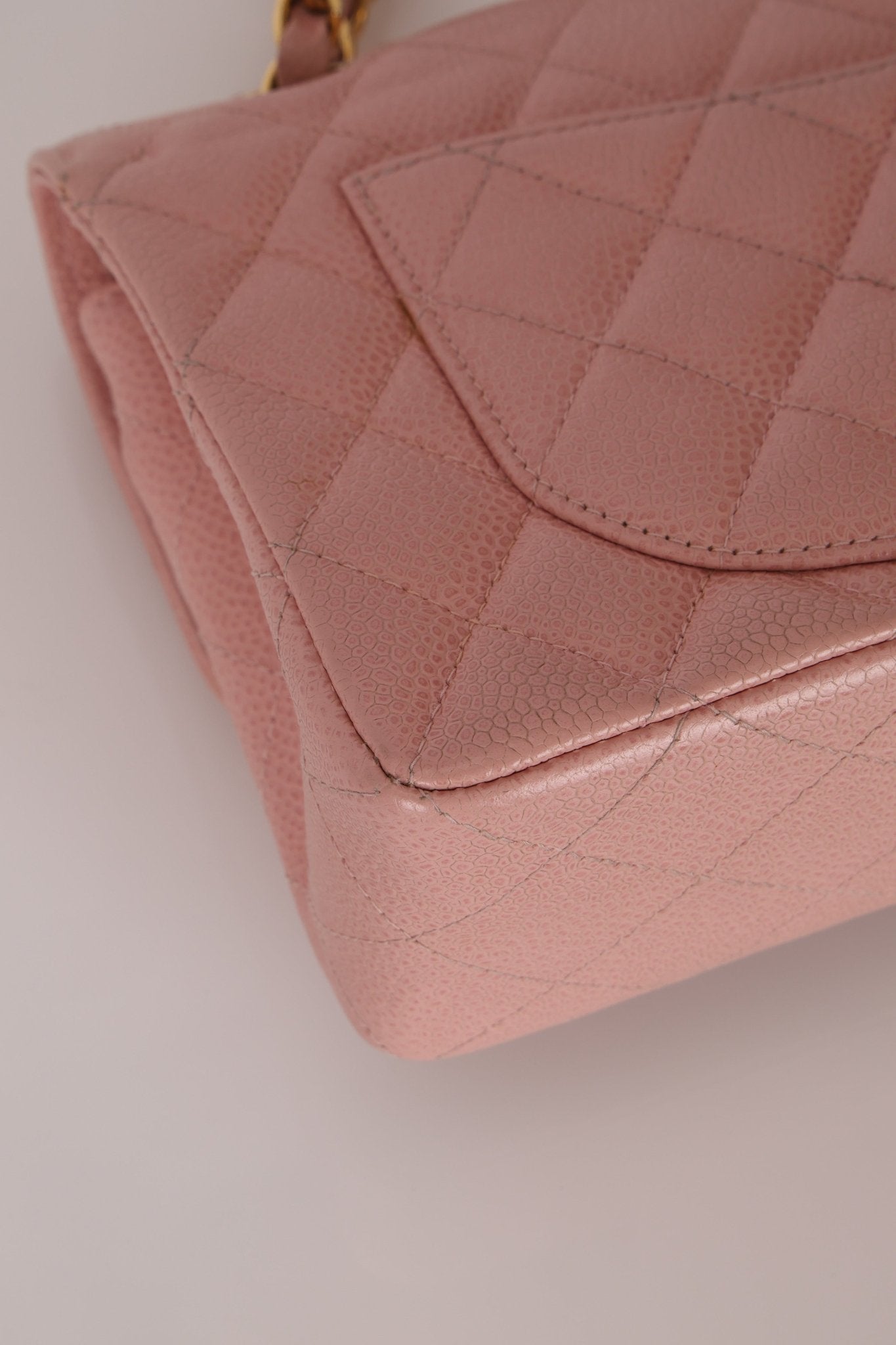 Ultra - Rare Chanel 2003 Caviar Rose Sakura Small Double Flap 24K GP - FashioNica