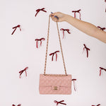 Ultra - Rare Chanel 2003 Caviar Rose Sakura Small Double Flap 24K GP - FashioNica