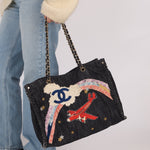 Ultra - Rare Chanel 2006 Airplane Denim Chain Shopping Tote - FashioNica