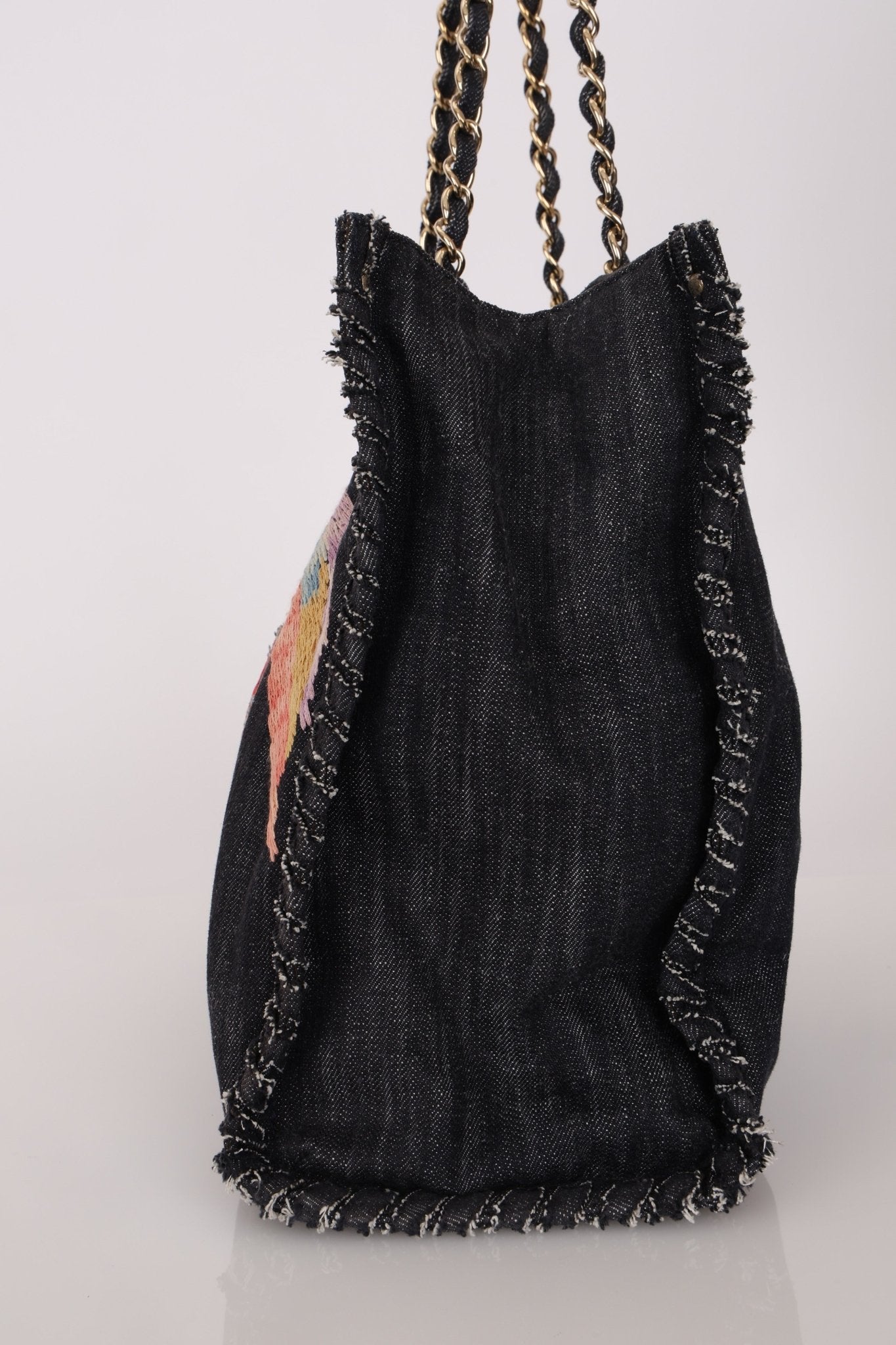 Ultra - Rare Chanel 2006 Airplane Denim Chain Shopping Tote - FashioNica