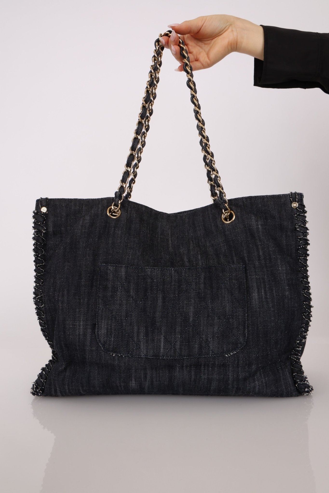 Ultra - Rare Chanel 2006 Airplane Denim Chain Shopping Tote - FashioNica