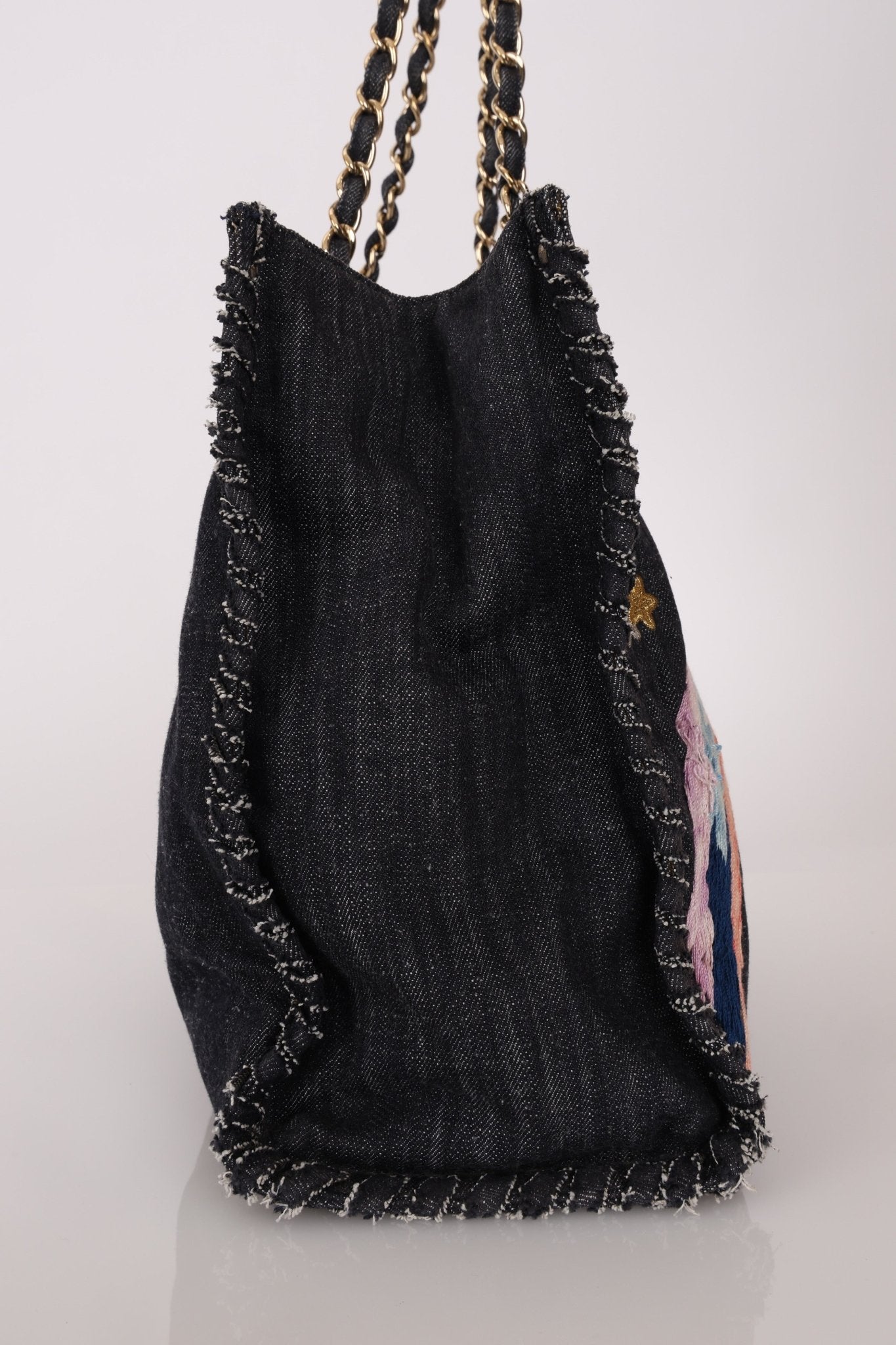 Ultra - Rare Chanel 2006 Airplane Denim Chain Shopping Tote - FashioNica