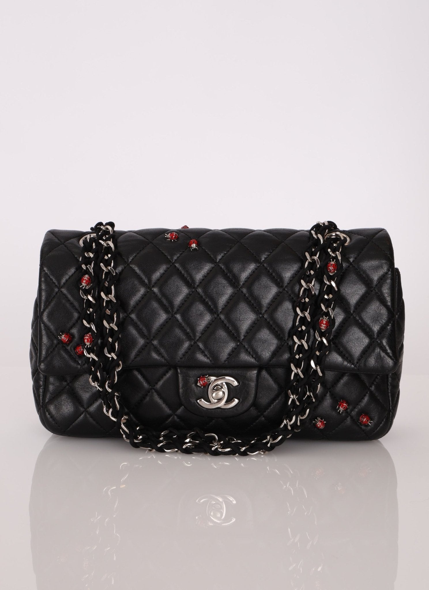 Ultra - Rare Chanel 2011 Lambskin Ladybug Medium Classic Flap Bag - FashioNica