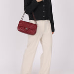 Ultra - Rare Chanel 2012 Bordeaux Beaded Lambskin Single Flap - FashioNica