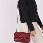 Ultra - Rare Chanel 2012 Bordeaux Beaded Lambskin Single Flap - FashioNica