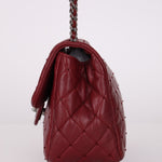 Ultra - Rare Chanel 2012 Bordeaux Beaded Lambskin Single Flap - FashioNica