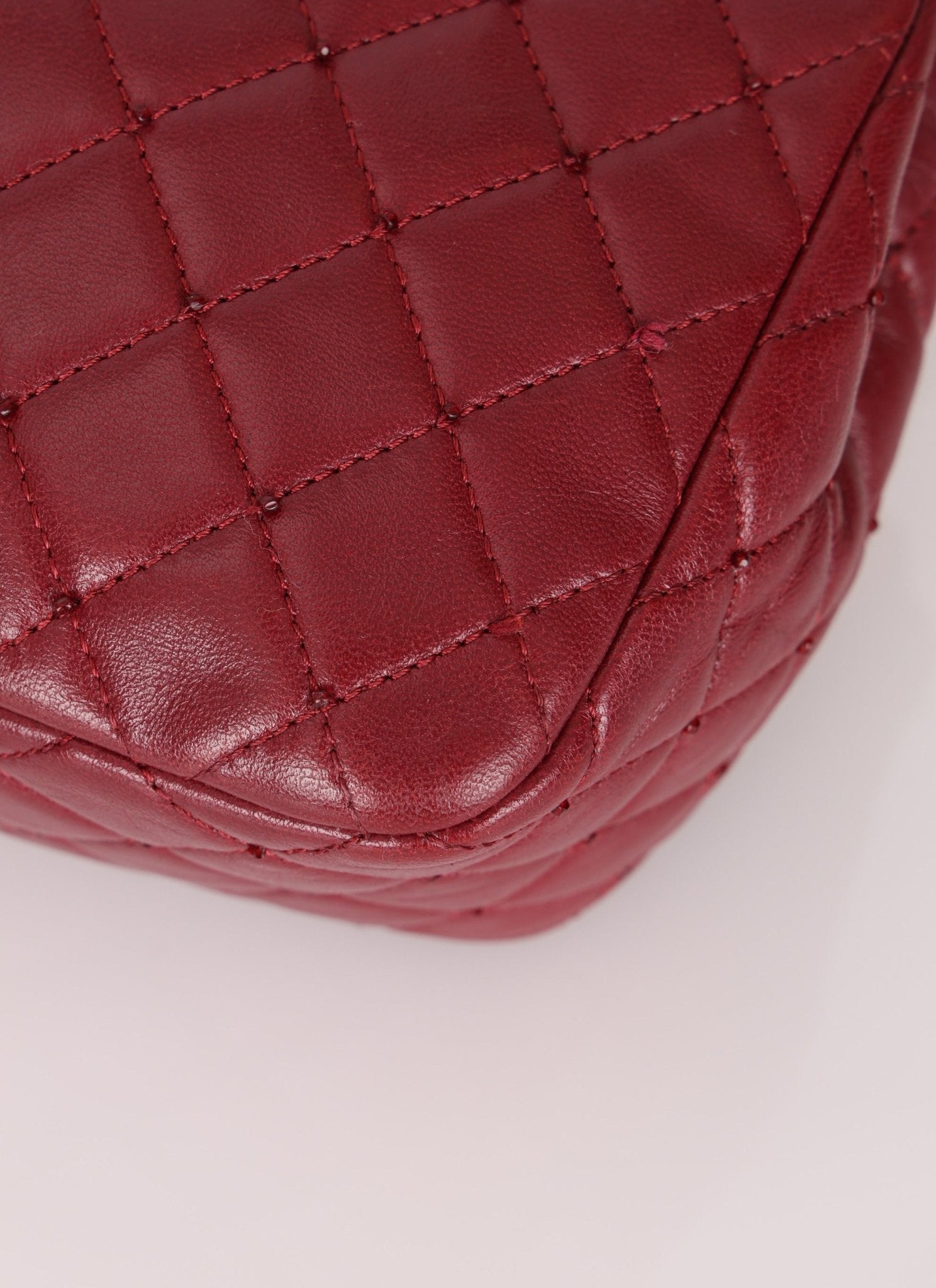 Ultra - Rare Chanel 2012 Bordeaux Beaded Lambskin Single Flap - FashioNica