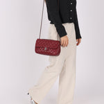 Ultra - Rare Chanel 2012 Bordeaux Beaded Lambskin Single Flap - FashioNica