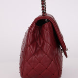 Ultra - Rare Chanel 2012 Bordeaux Beaded Lambskin Single Flap - FashioNica