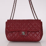 Ultra - Rare Chanel 2012 Bordeaux Beaded Lambskin Single Flap - FashioNica