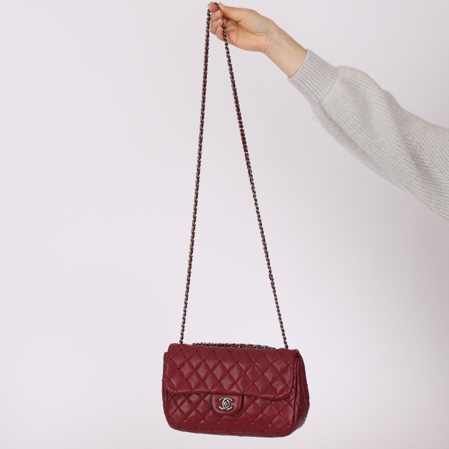 Ultra - Rare Chanel 2012 Bordeaux Beaded Lambskin Single Flap - FashioNica