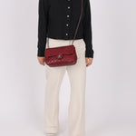 Ultra - Rare Chanel 2012 Bordeaux Beaded Lambskin Single Flap - FashioNica