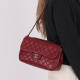 Ultra - Rare Chanel 2012 Bordeaux Beaded Lambskin Single Flap - FashioNica