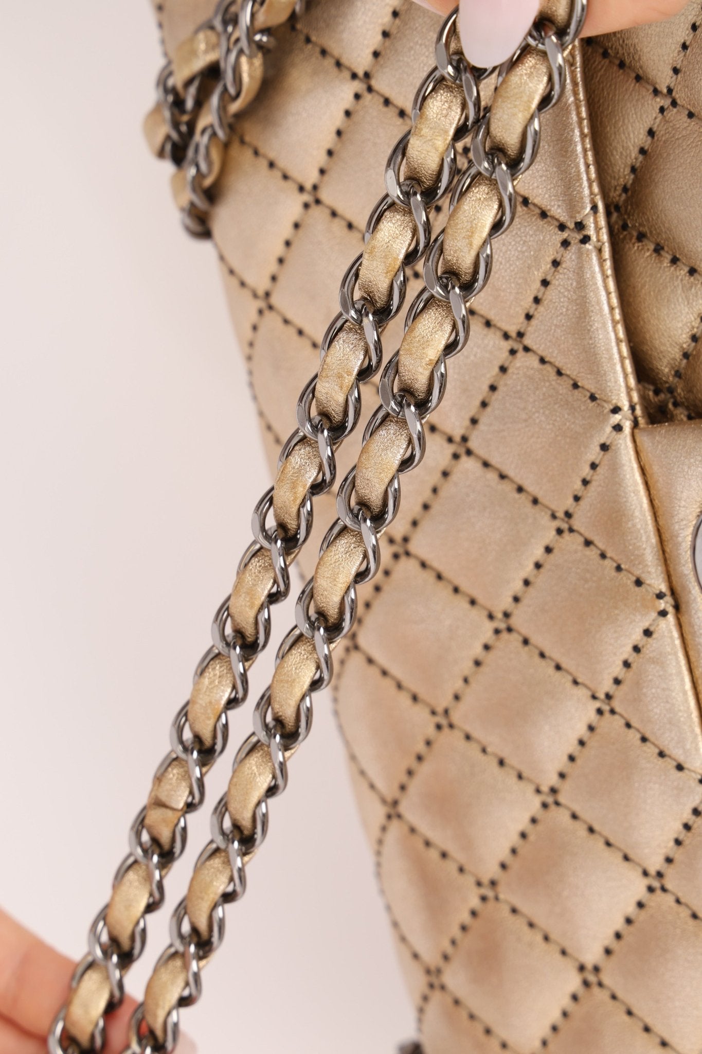 Ultra - Rare Chanel 2015 Metallic Gold Beaded Paris - Dubai Double Flap - FashioNica