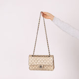 Ultra - Rare Chanel 2015 Metallic Gold Beaded Paris - Dubai Double Flap - FashioNica