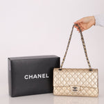 Ultra - Rare Chanel 2015 Metallic Gold Beaded Paris - Dubai Double Flap - FashioNica
