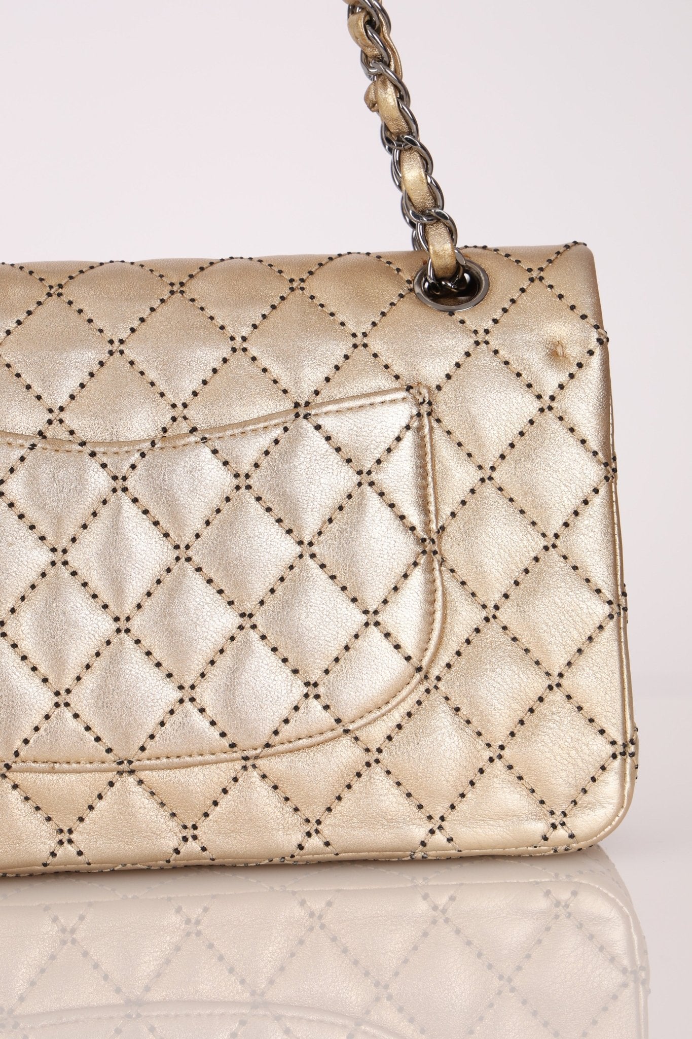 Ultra - Rare Chanel 2015 Metallic Gold Beaded Paris - Dubai Double Flap - FashioNica