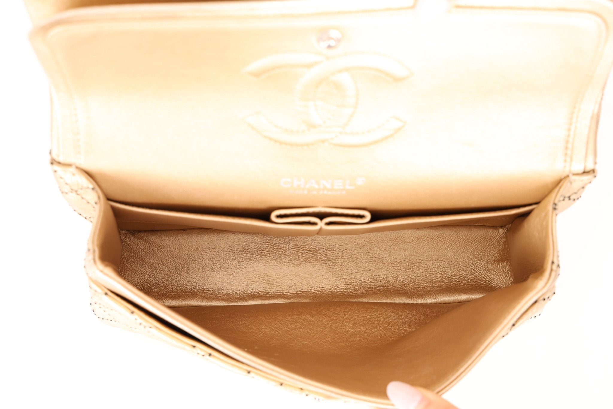 Ultra - Rare Chanel 2015 Metallic Gold Beaded Paris - Dubai Double Flap - FashioNica