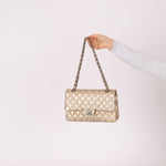 Ultra - Rare Chanel 2015 Metallic Gold Beaded Paris - Dubai Double Flap - FashioNica