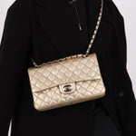 Ultra - Rare Chanel 2015 Metallic Gold Beaded Paris - Dubai Double Flap - FashioNica