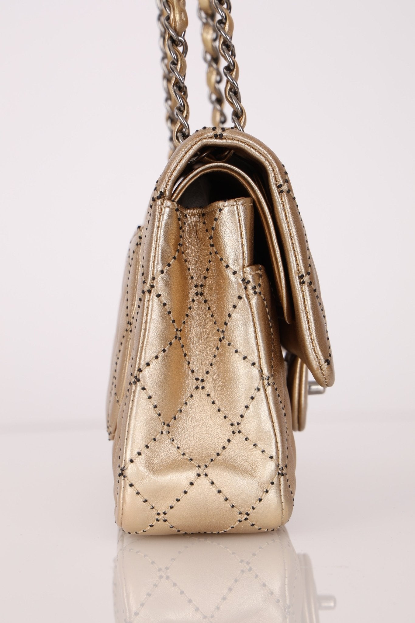 Ultra - Rare Chanel 2015 Metallic Gold Beaded Paris - Dubai Double Flap - FashioNica