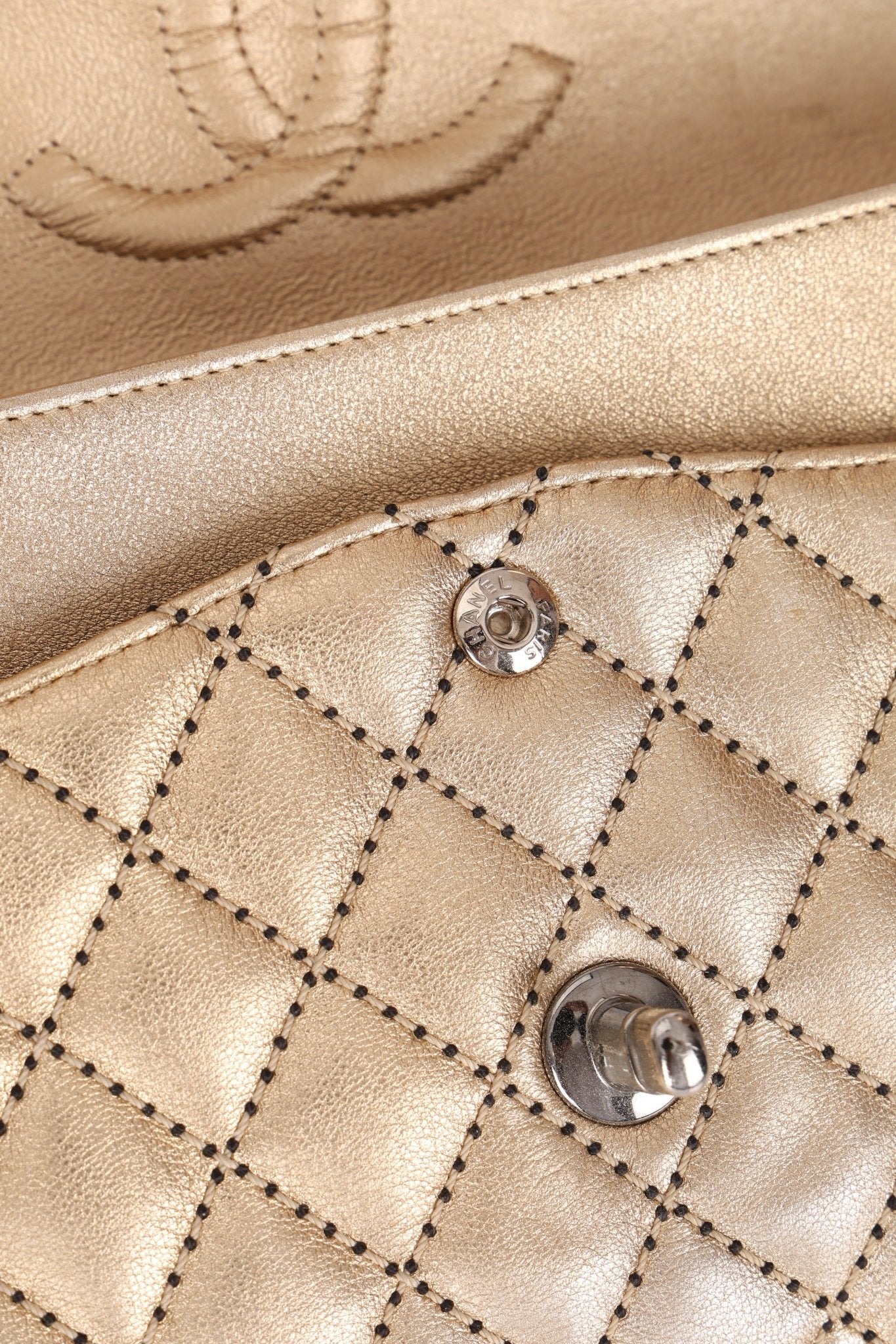 Ultra - Rare Chanel 2015 Metallic Gold Beaded Paris - Dubai Double Flap - FashioNica