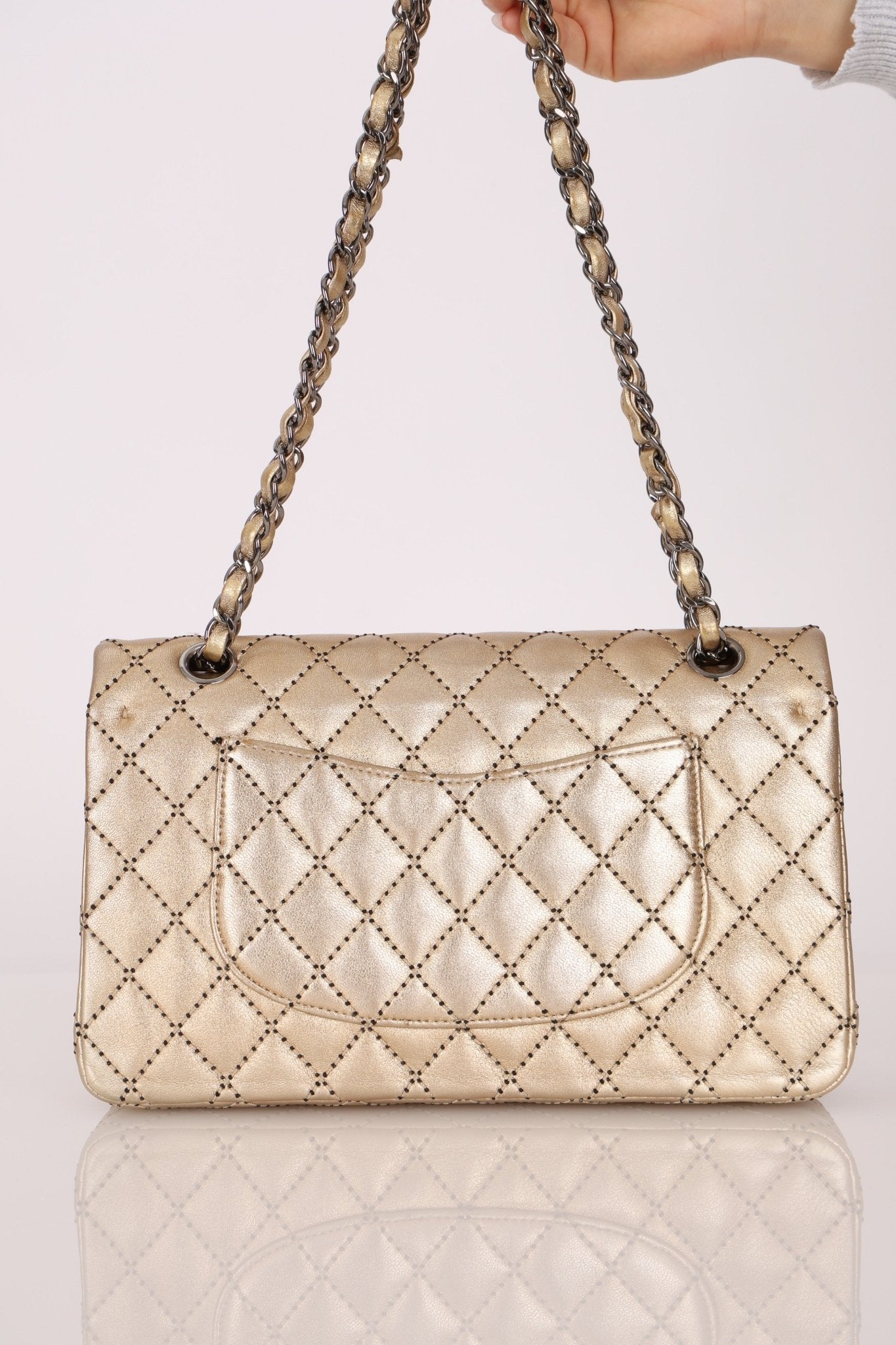 Ultra - Rare Chanel 2015 Metallic Gold Beaded Paris - Dubai Double Flap - FashioNica