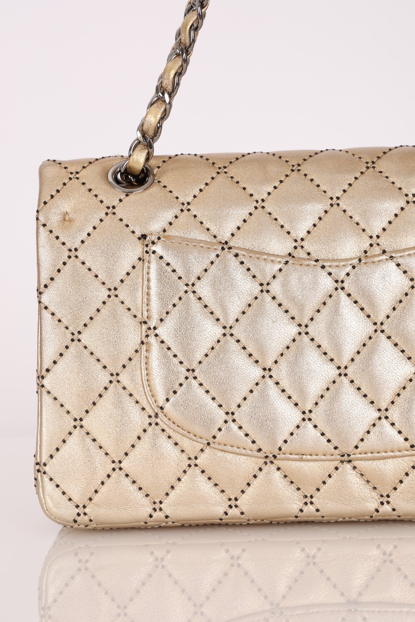 Ultra - Rare Chanel 2015 Metallic Gold Beaded Paris - Dubai Double Flap - FashioNica