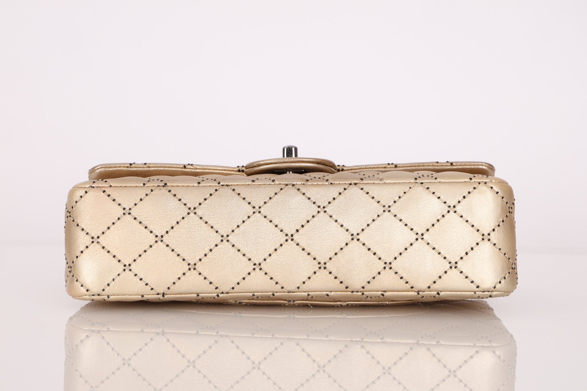 Ultra - Rare Chanel 2015 Metallic Gold Beaded Paris - Dubai Double Flap - FashioNica