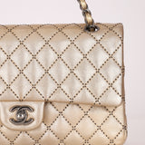 Ultra - Rare Chanel 2015 Metallic Gold Beaded Paris - Dubai Double Flap - FashioNica