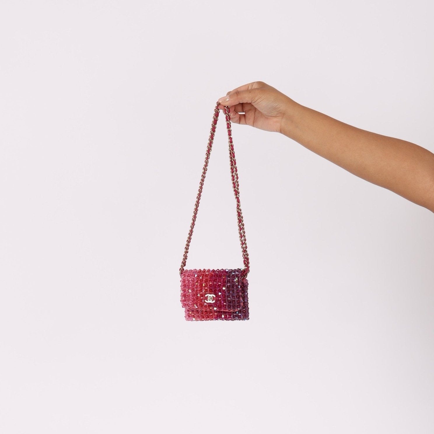 Ultra - Rare Chanel 2020 Crystal Mini Ombre Flap Bag - FashioNica