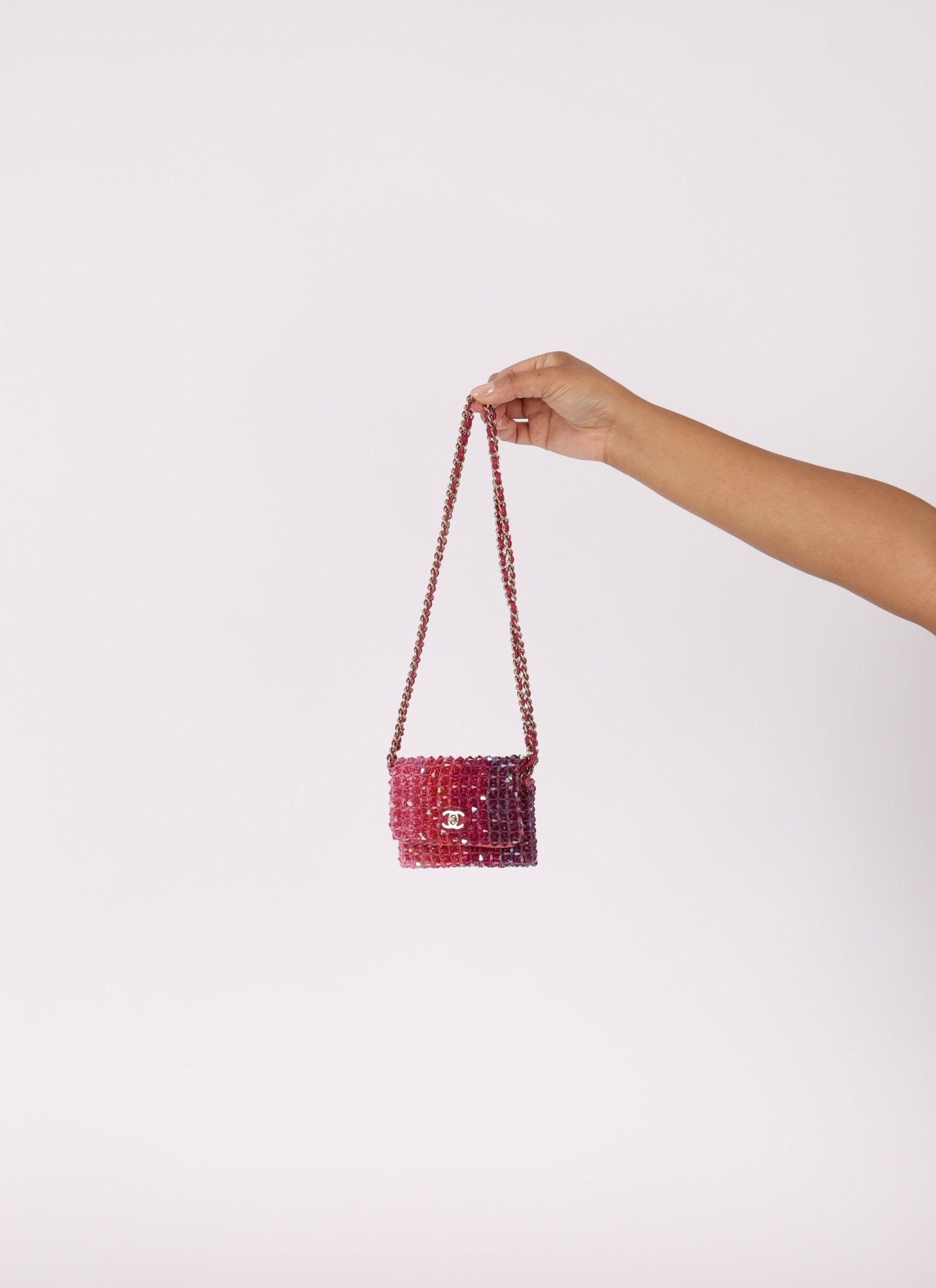 Ultra - Rare Chanel 2020 Crystal Mini Ombre Flap Bag - FashioNica