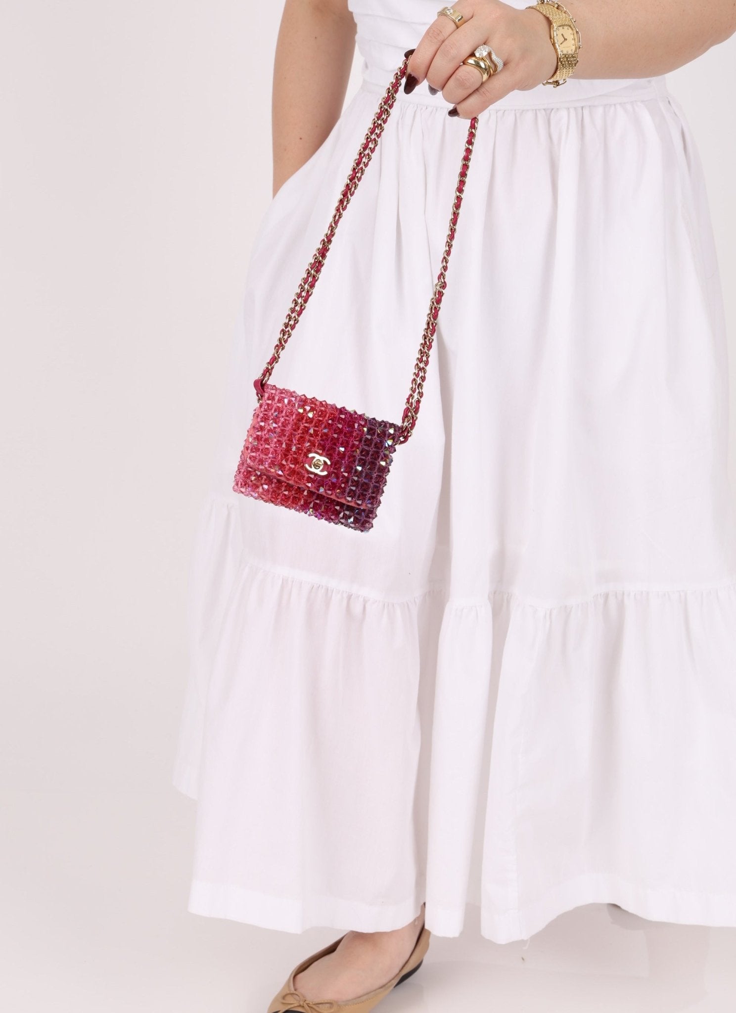 Ultra - Rare Chanel 2020 Crystal Mini Ombre Flap Bag - FashioNica