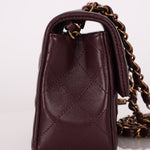 Ultra - Rare Chanel 2024 Bordeaux Lambskin Mini Rectangular Rose Gold Hardware Flap Bag - FashioNica