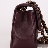 Ultra - Rare Chanel 2024 Bordeaux Lambskin Mini Rectangular Rose Gold Hardware Flap Bag - FashioNica