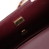 Ultra - Rare Chanel 2024 Bordeaux Lambskin Mini Rectangular Rose Gold Hardware Flap Bag - FashioNica