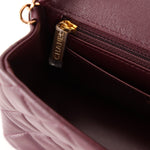 Ultra - Rare Chanel 2024 Bordeaux Lambskin Mini Rectangular Rose Gold Hardware Flap Bag - FashioNica