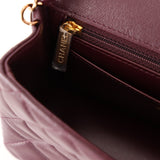 Ultra - Rare Chanel 2024 Bordeaux Lambskin Mini Rectangular Rose Gold Hardware Flap Bag - FashioNica