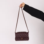 Ultra - Rare Chanel 2024 Bordeaux Lambskin Mini Rectangular Rose Gold Hardware Flap Bag - FashioNica