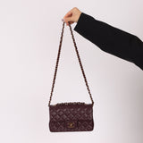 Ultra - Rare Chanel 2024 Bordeaux Lambskin Mini Rectangular Rose Gold Hardware Flap Bag - FashioNica