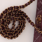 Ultra - Rare Chanel 2024 Bordeaux Lambskin Mini Rectangular Rose Gold Hardware Flap Bag - FashioNica