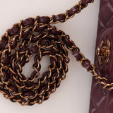 Ultra - Rare Chanel 2024 Bordeaux Lambskin Mini Rectangular Rose Gold Hardware Flap Bag - FashioNica