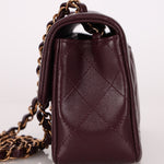 Ultra - Rare Chanel 2024 Bordeaux Lambskin Mini Rectangular Rose Gold Hardware Flap Bag - FashioNica