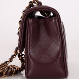 Ultra - Rare Chanel 2024 Bordeaux Lambskin Mini Rectangular Rose Gold Hardware Flap Bag - FashioNica