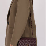 Ultra - Rare Chanel 2024 Bordeaux Lambskin Mini Rectangular Rose Gold Hardware Flap Bag - FashioNica