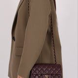 Ultra - Rare Chanel 2024 Bordeaux Lambskin Mini Rectangular Rose Gold Hardware Flap Bag - FashioNica