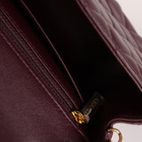 Ultra - Rare Chanel 2024 Bordeaux Lambskin Mini Rectangular Rose Gold Hardware Flap Bag - FashioNica