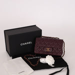 Ultra - Rare Chanel 2024 Bordeaux Lambskin Mini Rectangular Rose Gold Hardware Flap Bag - FashioNica