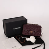Ultra - Rare Chanel 2024 Bordeaux Lambskin Mini Rectangular Rose Gold Hardware Flap Bag - FashioNica